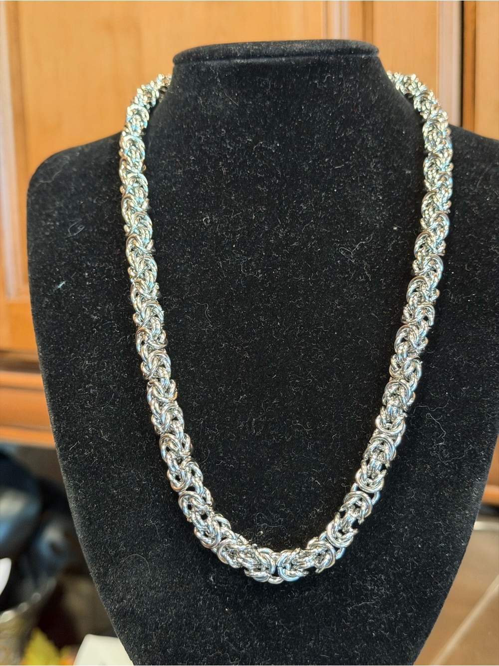 Silver Byzantine Rope Chain Necklace- Classic Designer- A Wish for Any Closet